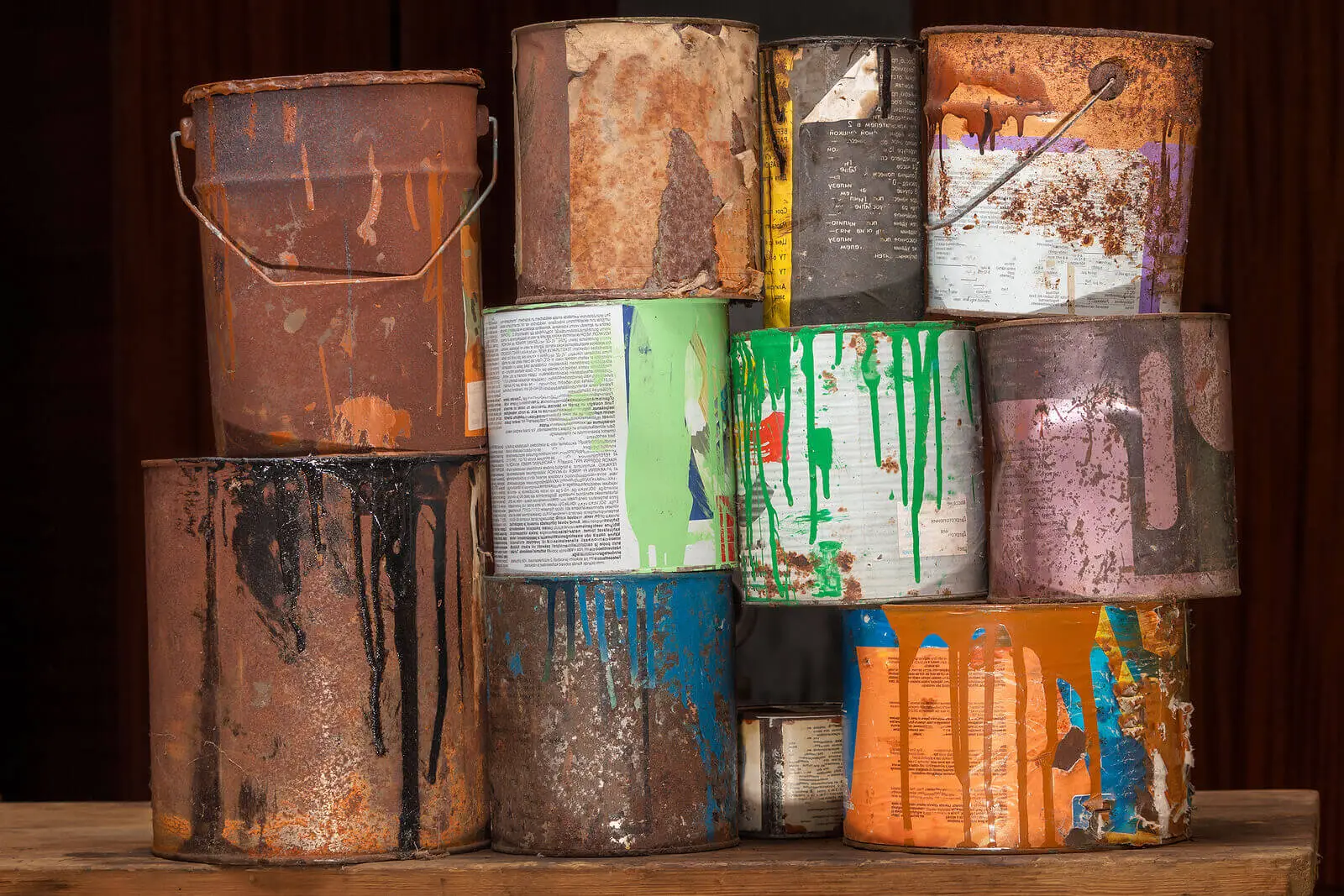 old paint cans