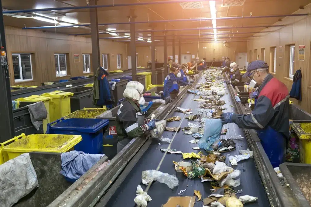 conveyor sorting garbage