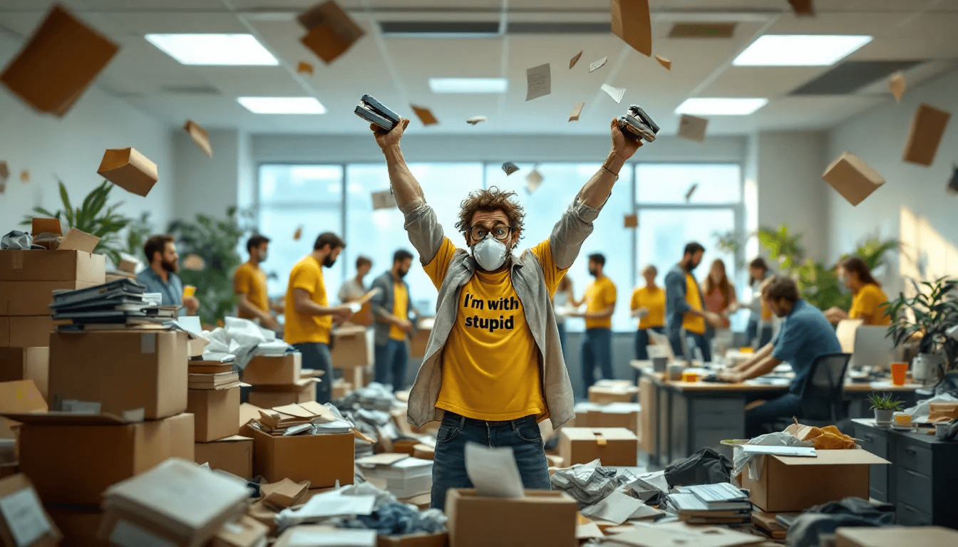 A clean and organized office space after an office cleanout.