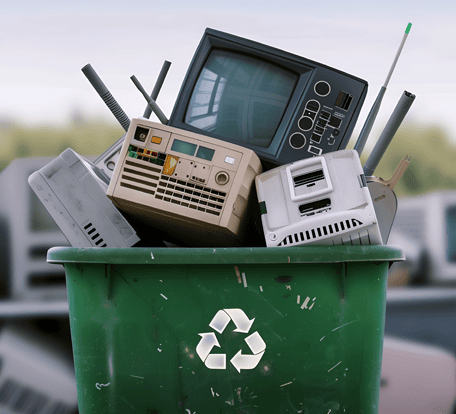 e-waste in the recycling basket