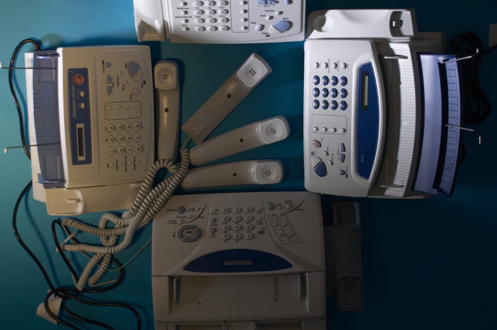 old fax machines ready for appliance removal