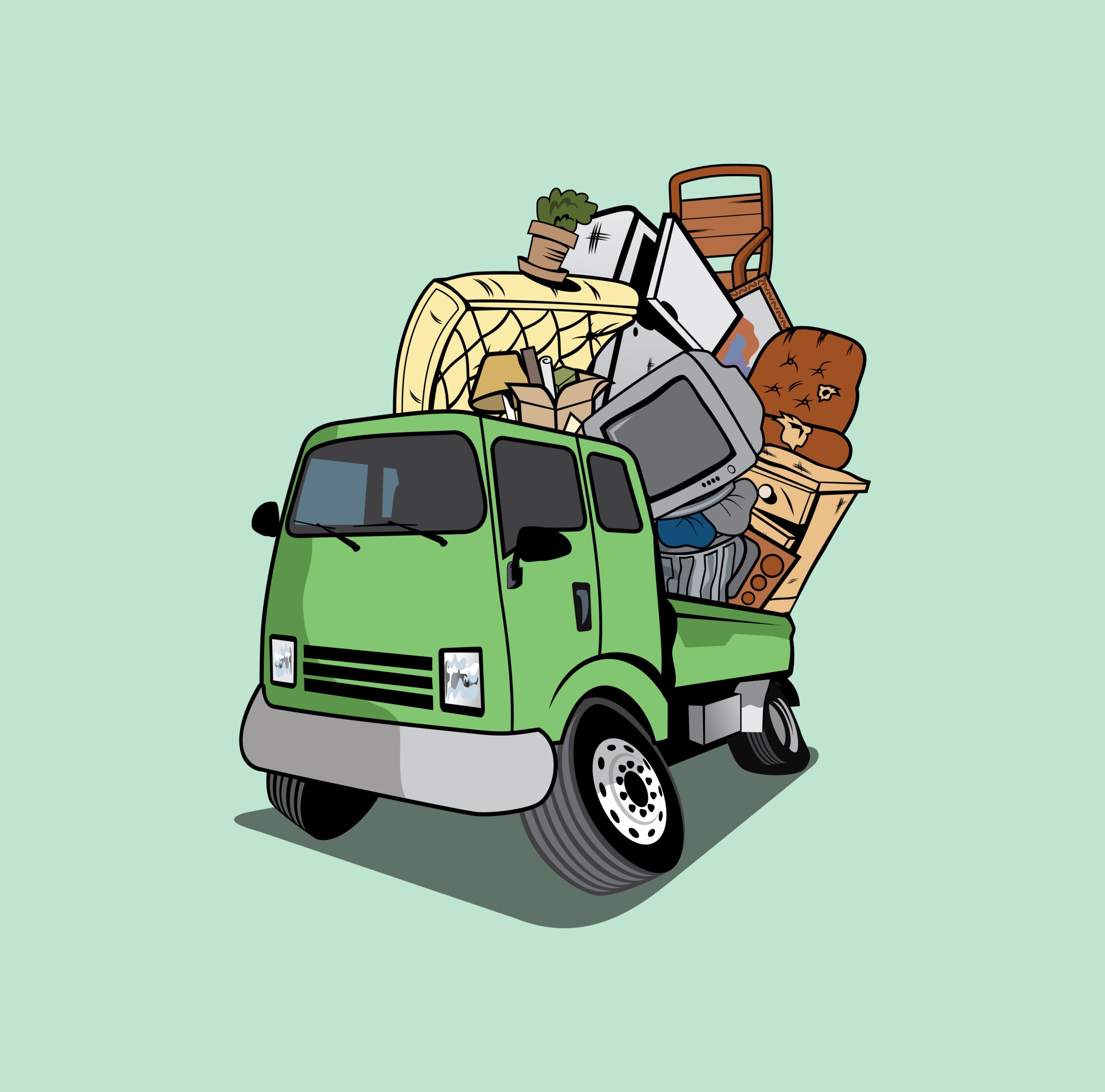 animated junk removal pickup truck