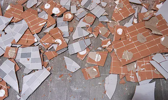 old broken up ceramic tiles