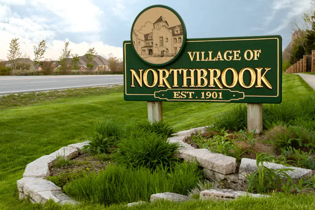 sign shows Northbrook IL town