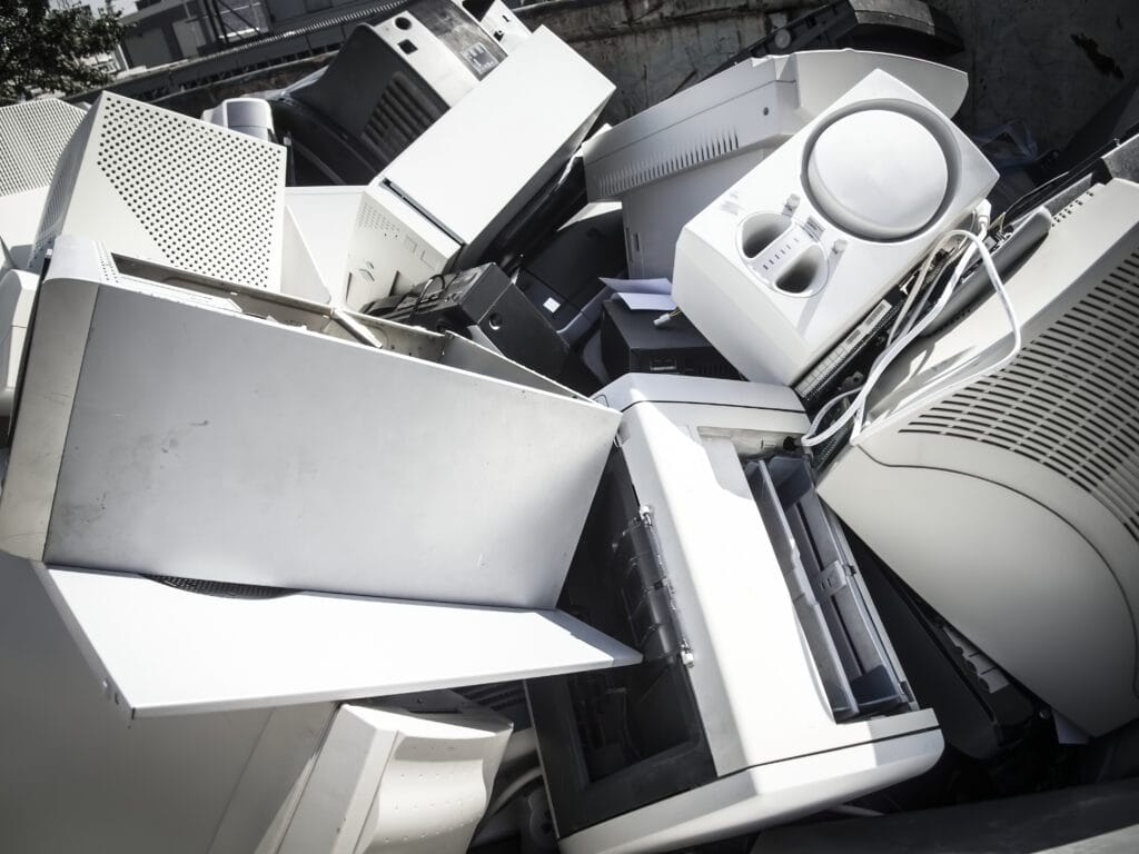 old electronics ready for electronics waste removal services