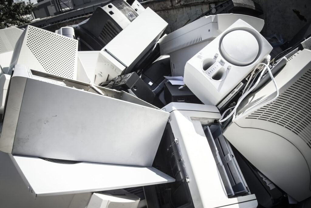 old electronics ready for electronics waste removal services